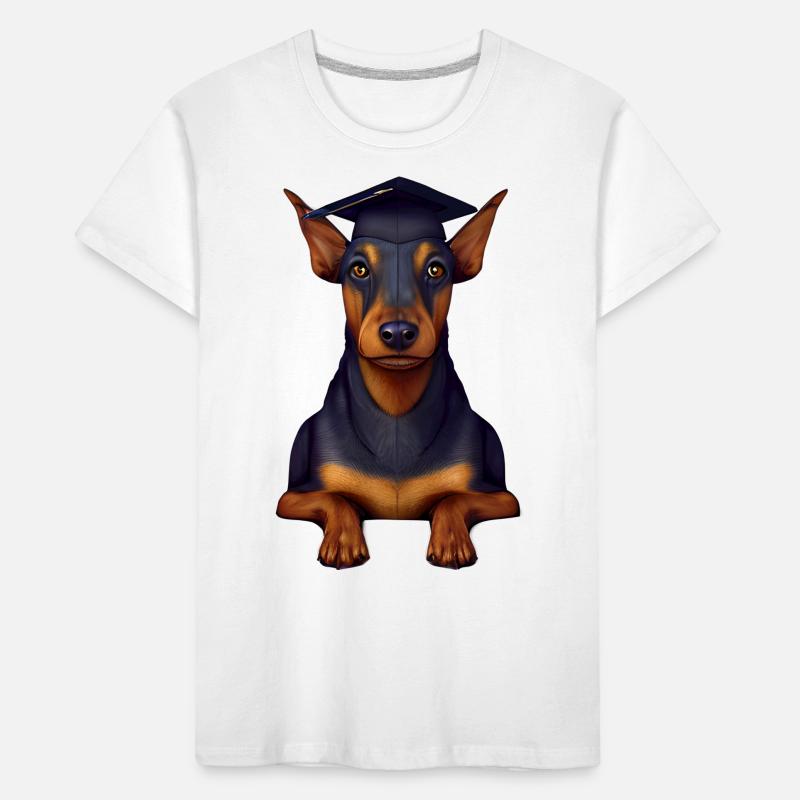 Bachelor Hunde Dobermann Studium Schulabschluss Kinder Premium Bio T-Shirt