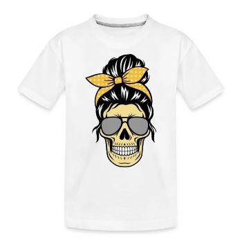 Crâne d’une femme portant des lunettes de soleil, rétro - T-shirt bio Premium Enfant - blanc - Devant
