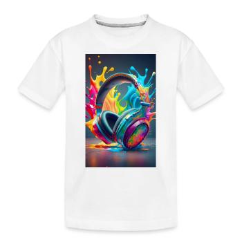 colorful headphones - Kids' Premium Organic T-Shirt - white - Front