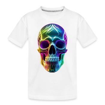 Neonfarbener Totenkopf - Kinder Premium Bio T-Shirt - Weiß - Vorne