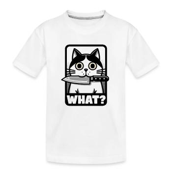 WAS? EINE KATZE MIT MESSER - Kinder Premium Bio T-Shirt - Weiß - Vorne