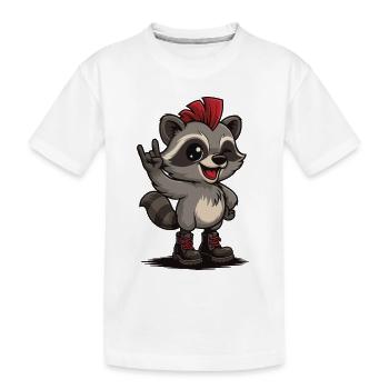 Punk Rock Raccoon - Kinder Premium Bio T-Shirt - Weiß - Vorne