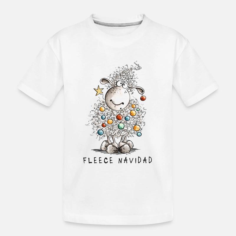 Fleece Navidad Christmas Sheep Cartoon Sheep - Kids' Premium Organic T-Shirt - white
