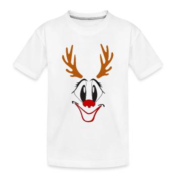 Rentier mit roter Nase Karikatur - Kinder Premium Bio T-Shirt - Weiß - Vorne