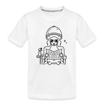 Hund Dackel beim Frisör Minimalistisch Line Art - Kinder Premium Bio T-Shirt - Weiß - Vorne
