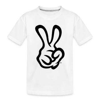 Signe de la main de la victoire (Main droite / POS / 2C) - T-shirt bio Premium Enfant - blanc - Devant