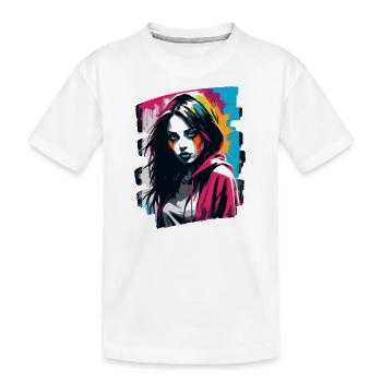 "Color Craze: Die Maskierte Fashionista" - Kinder Premium Bio T-Shirt - Weiß - Vorne