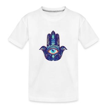 La main Hamsa, œil qui voit tout, Nazar, symbole de protection - T-shirt bio Premium Enfant - blanc - Devant