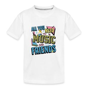 Alles, was Sie brauchen, ist Musik und Freunde Lustiger Musiker - Kinder Premium Bio T-Shirt - Weiß - Vorne