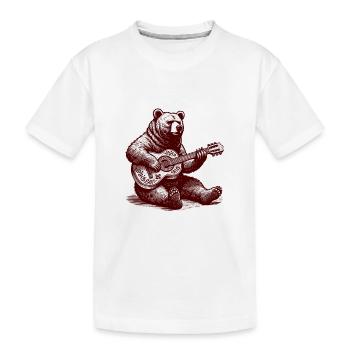 Bear Playing Guitar Funny Wild Animal Guitarist - Kids' Premium Organic T-Shirt - white - Front