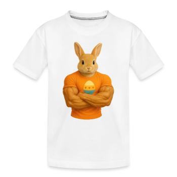 Easter Bunny with Muscles - Funny - Kids' Premium Organic T-Shirt - white - Front
