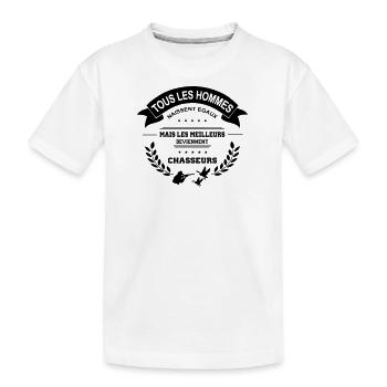 Tous les hommes naissent chasseur - T-shirt bio Premium Enfant - blanc - Devant