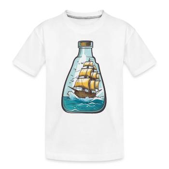 Navire, mer et mouettes dans une seule bouteille - T-shirt bio Premium Enfant - blanc - Devant