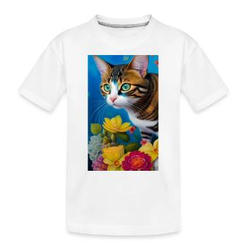Niedliche kurzhaarige Hauskatze - Kinder Premium Bio T-Shirt - Weiß - Vorne