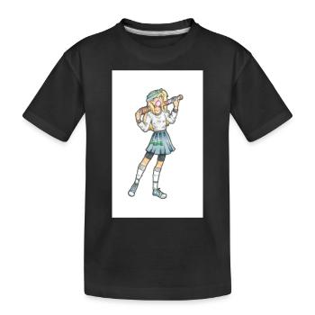 Mädchen in Baseball-Sportbekleidung - Kinder Premium Bio T-Shirt - Schwarz - Vorne