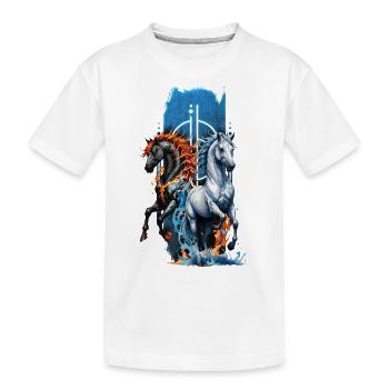 Ätherische Harmonie: Majestätisches Wasser- und Feuerpferd - Kinder Premium Bio T-Shirt - Weiß - Vorne
