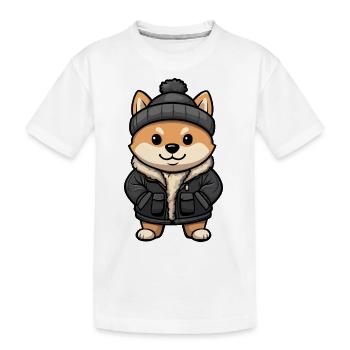 Shiba Inu Hund Stylisch - Kinder Premium Bio T-Shirt - Weiß - Vorne