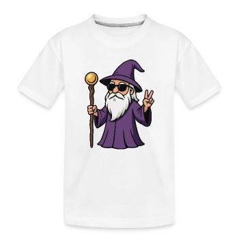 Violetter Zauberer Peacezeichen - Kinder Premium Bio T-Shirt - Weiß - Vorne
