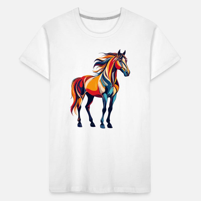 Explosion de couleurs Motif abstrait de cheval coloré T-shirt bio Premium Enfant