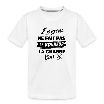 bonheur et chasse / cadeau humour chasse - T-shirt bio Premium Enfant - blanc - Devant