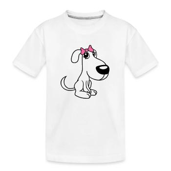 chien assis petit jolie dame arc femelle - T-shirt bio Premium Enfant - blanc - Devant