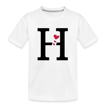 Capital lettre H avec des coeurs - T-shirt bio Premium Enfant - blanc - Devant