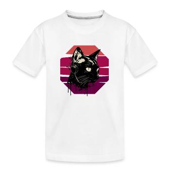 Cat Wearing Headphones | cat wearing earphones - Kids' Premium Organic T-Shirt - white - Front