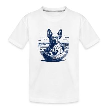 Hund in einem Ei - Kinder Premium Bio T-Shirt - Weiß - Vorne