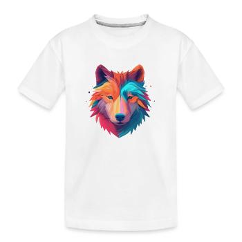 Wolf dans un design minimal coloré heureux - T-shirt bio Premium Enfant - blanc - Devant