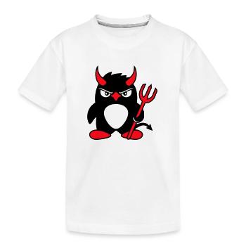 Pingouin Cornes de diable Trident Enfer Mal Satan - T-shirt bio Premium Enfant - blanc - Devant