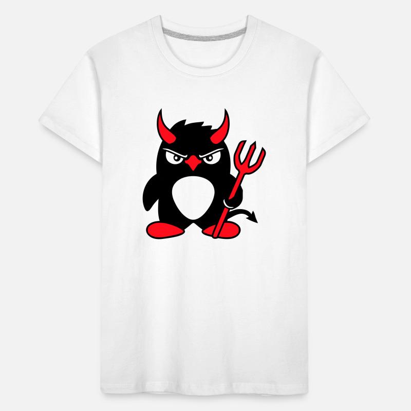 Penguin Devil Horns Trident Hell Evil Satan Kids' Premium Organic T-Shirt