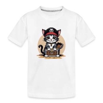 Pirate Chat Drôle Enfants Chemise Cadeau Pirate - T-shirt bio Premium Enfant - blanc - Devant