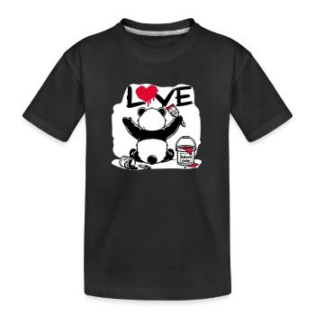 Panda Loveur - Love Painter - Kids' Premium Organic T-Shirt - black - Front