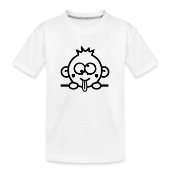 Baby behind wall naughty tongue out routes - Kids' Premium Organic T-Shirt - white - Front