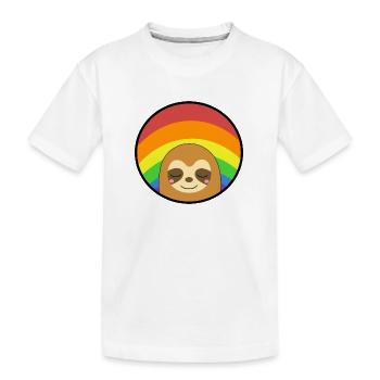 Regenbogenfahne Faultier schläft - Kinder Premium Bio T-Shirt - Weiß - Vorne