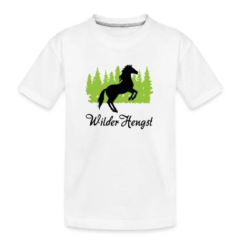 "Wilder Hengst: Kraft und Freiheit vereint" - Kinder Premium Bio T-Shirt - Weiß - Vorne