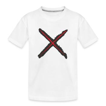 Rouge X - Croix de Saint-André Style Grunge rouge sur noir - T-shirt bio Premium Enfant - blanc - Devant