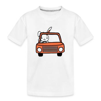 Rabbit Driving Car Driver Driving License Passed - Kids' Premium Organic T-Shirt - white - Front