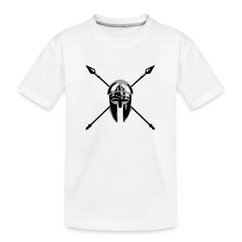 spartan-helmet-spears - Kids' Premium Organic T-Shirt - white - Front