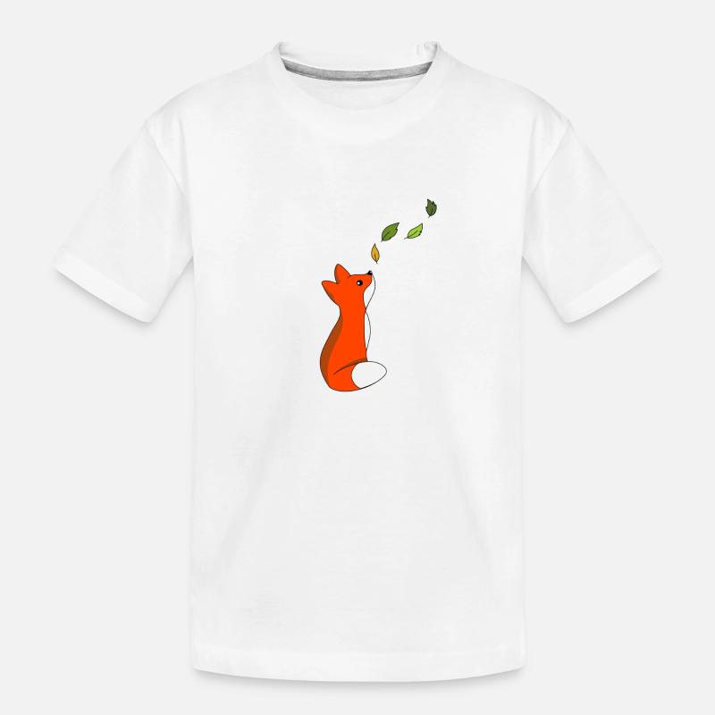 Fuchs mit Blätter - Kinder Premium Bio T-Shirt - Weiß