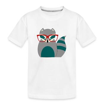 Waschbär Nerd - Kinder Premium Bio T-Shirt - Weiß - Vorne