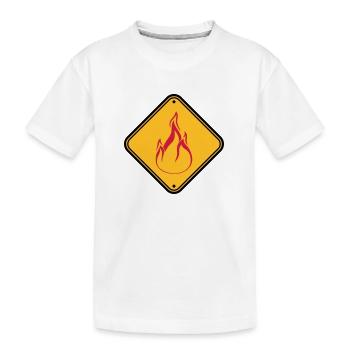schild hinweis warnung achtung vorsicht gefahr feu - Kinder Premium Bio T-Shirt - Weiß - Vorne