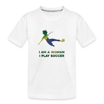 Women's Soccer - Kids' Premium Organic T-Shirt - white - Front