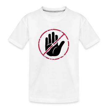 Arrêter la main du personnage barrée - T-shirt bio Premium Enfant - blanc - Devant
