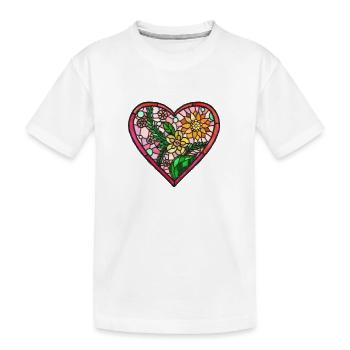 Love Hart Lifde Glasmalerei - Kinder Premium Bio T-Shirt - Weiß - Vorne