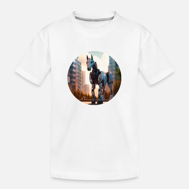 Roboter-Pferd - Kinder Premium Bio T-Shirt - Weiß