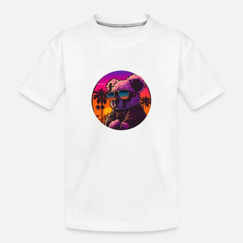 Synthwave Koala Sunset - T-shirt bio Premium Enfant - blanc