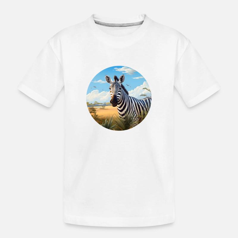Zebra in Savanne - Kinder Premium Bio T-Shirt - Weiß
