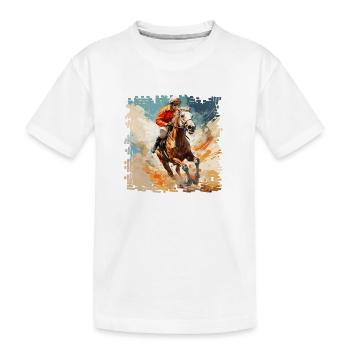 Chevaux dans les courses de galop et les courses de trot - T-shirt bio Premium Enfant - blanc - Devant