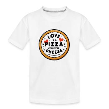Liebe ist eine Pizza mit extra Käse - Kinder Premium Bio T-Shirt - Weiß - Vorne